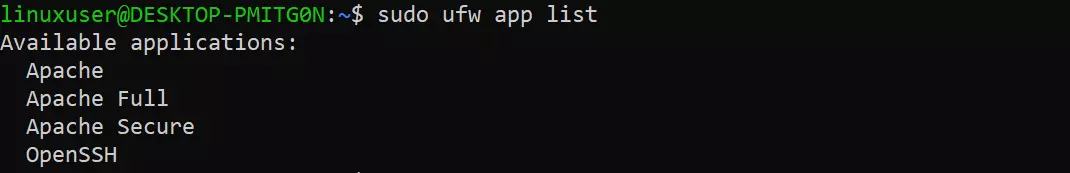 Imagem: Terminal Linux: Apache application profile list