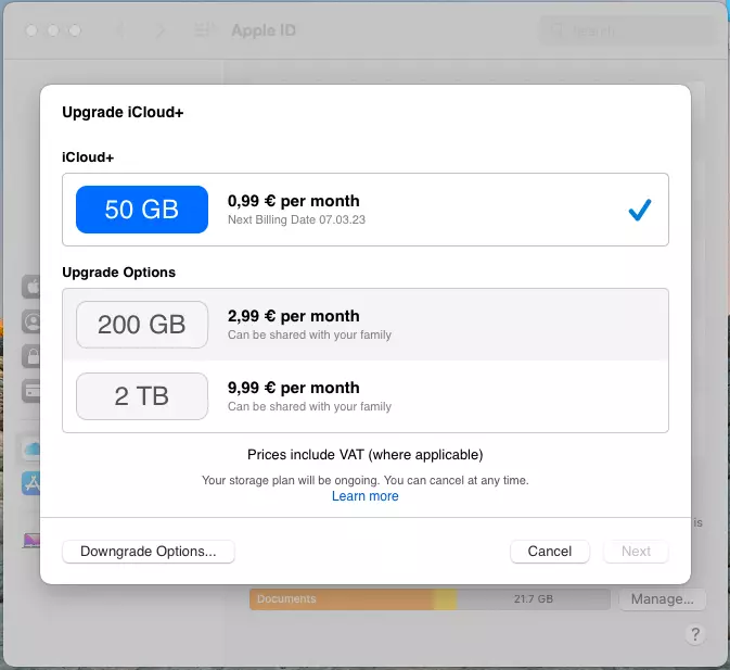 Atualizar o iCloud para o iCloud Plus no Mac Atualizar o iCloud para o iCloud Plus no Mac
