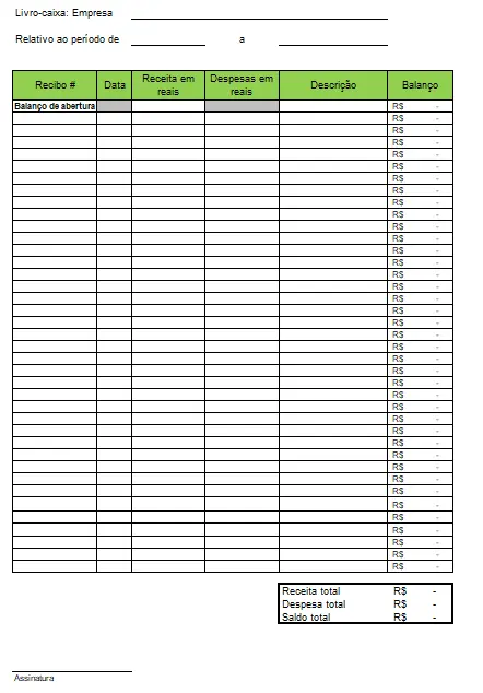 Imagem: Modelo de livro-caixa da IONOS para o Excel