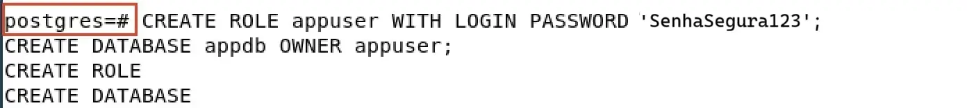 Imagem: Captura de tela do shell do PostgreSQL