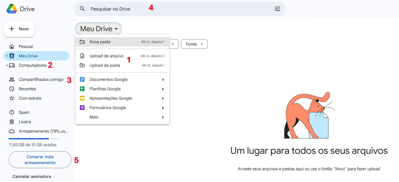 Imagem: Captura de tela da interface de usuário do Google Drive