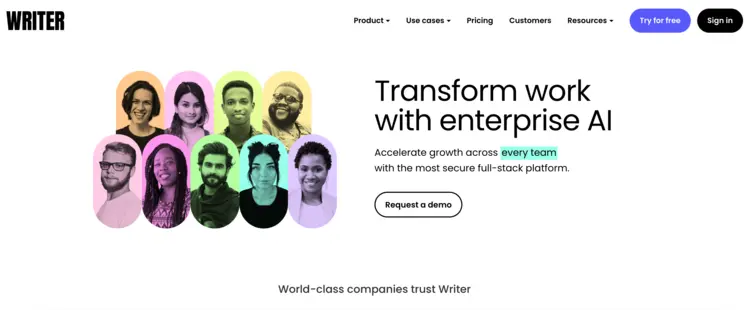 Captura de tela da página inicial do Writer Captura de tela da página inicial do Writer