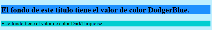 Ejemplo: tres fondos de color HTML diferentes Imagem: Ejemplo: tres fondos de color HTML diferentes