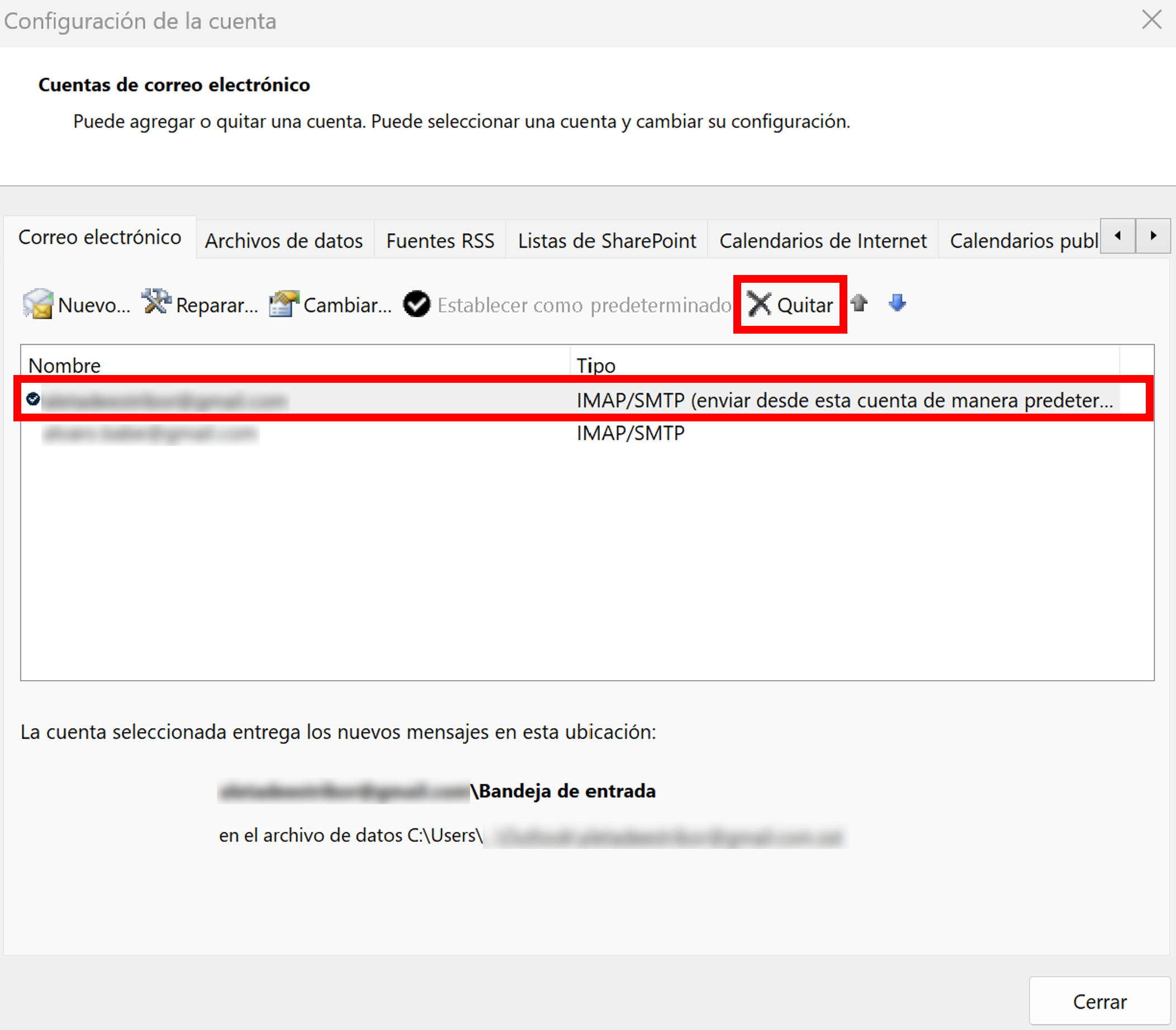 Outlook Desktop: configuración de la cuenta Imagem: Outlook Desktop: configuración de la cuenta