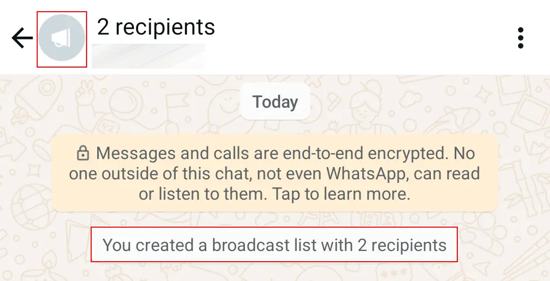 Imagem: Captura de pantalla en Android de una lista de difusión en WhatsApp