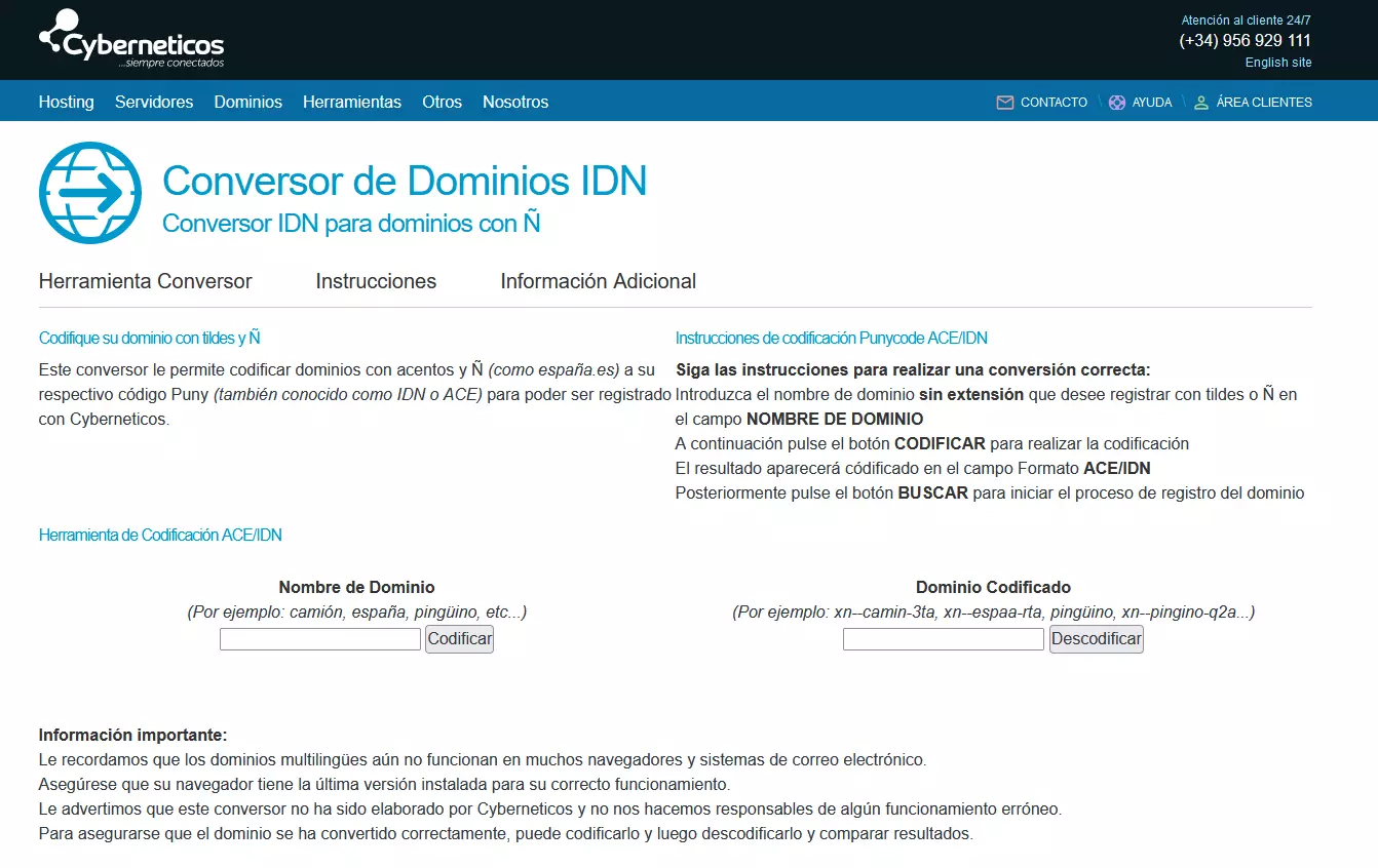 Imagem: Captura de pantalla del Conversor de Dominios de Cyberneticos
