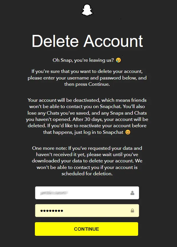 Imagem: Eliminar cuenta de Snapchat