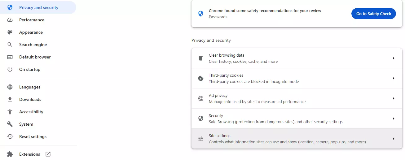 Imagem: Google Chrome: configuración de página web