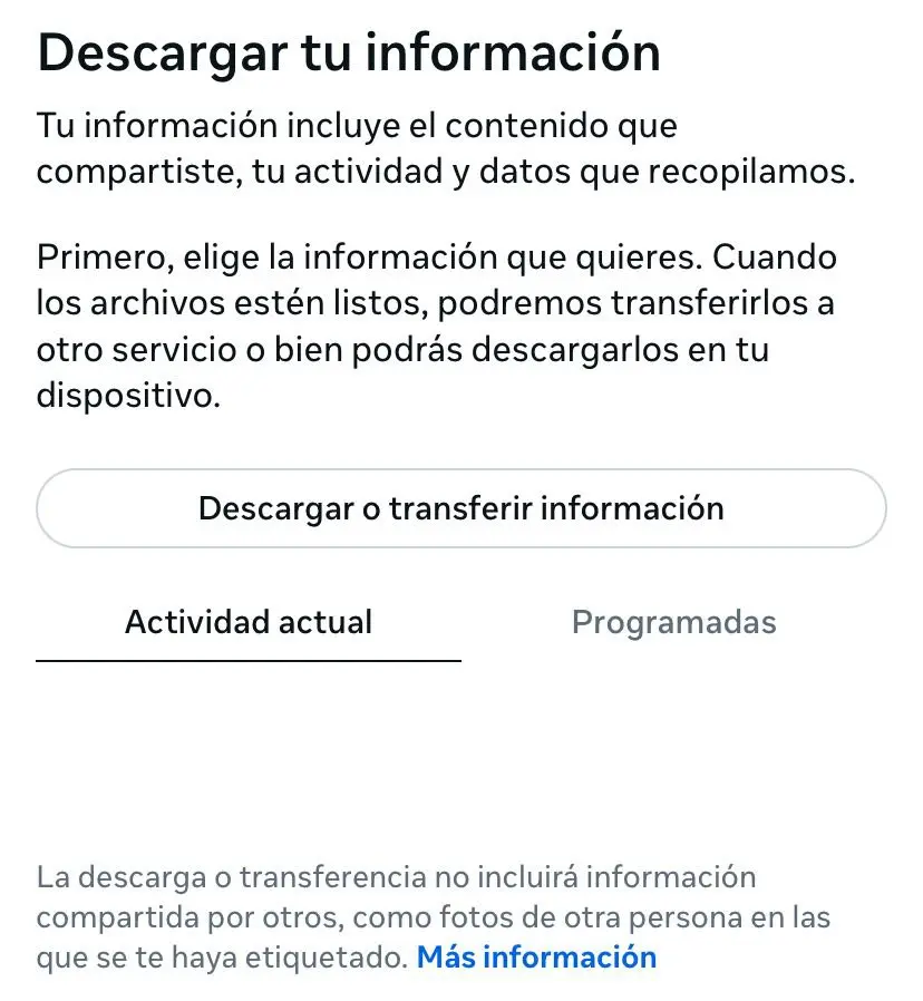 Imagem: Facebook: descargar tu información
