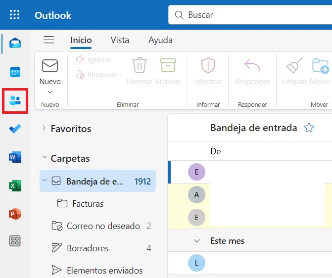 Imagem: Outlook en la web: carpeta de entrada