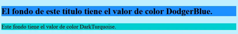 Imagem: Ejemplo: tres fondos de color HTML diferentes