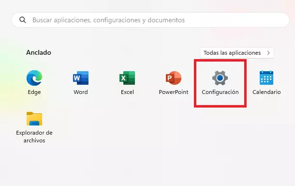 Imagem: Captura de pantalla de la vista general para acceder a la configuración de Windows 11