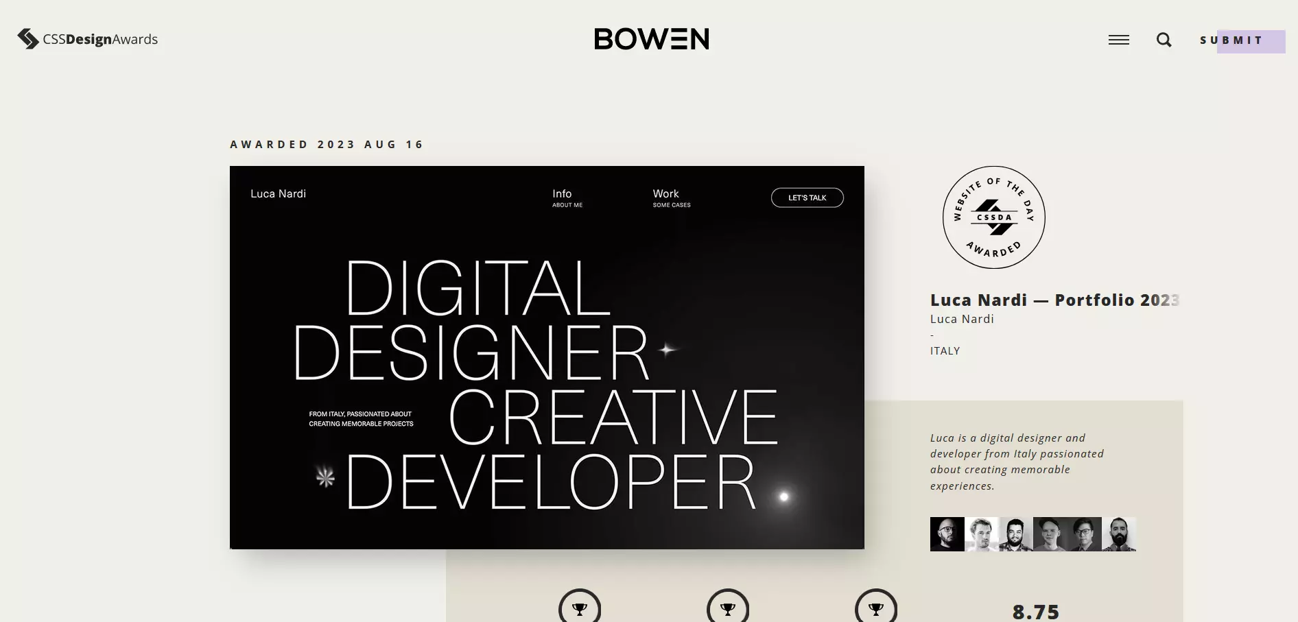 Página de inicio de los CSS Design Awards Imagem: Página de inicio de los CSS Design Awards