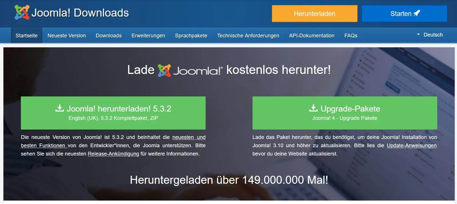 Image: Joomla download page