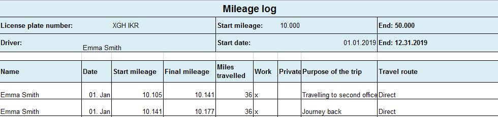 Business Mileage Record Log Book Pad HMRC compliant Singles Two part Three part 