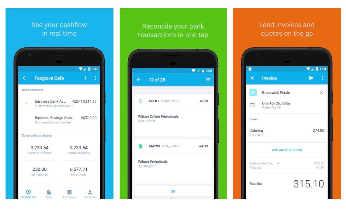 Screenshot of the Xero accounting app for Android.
