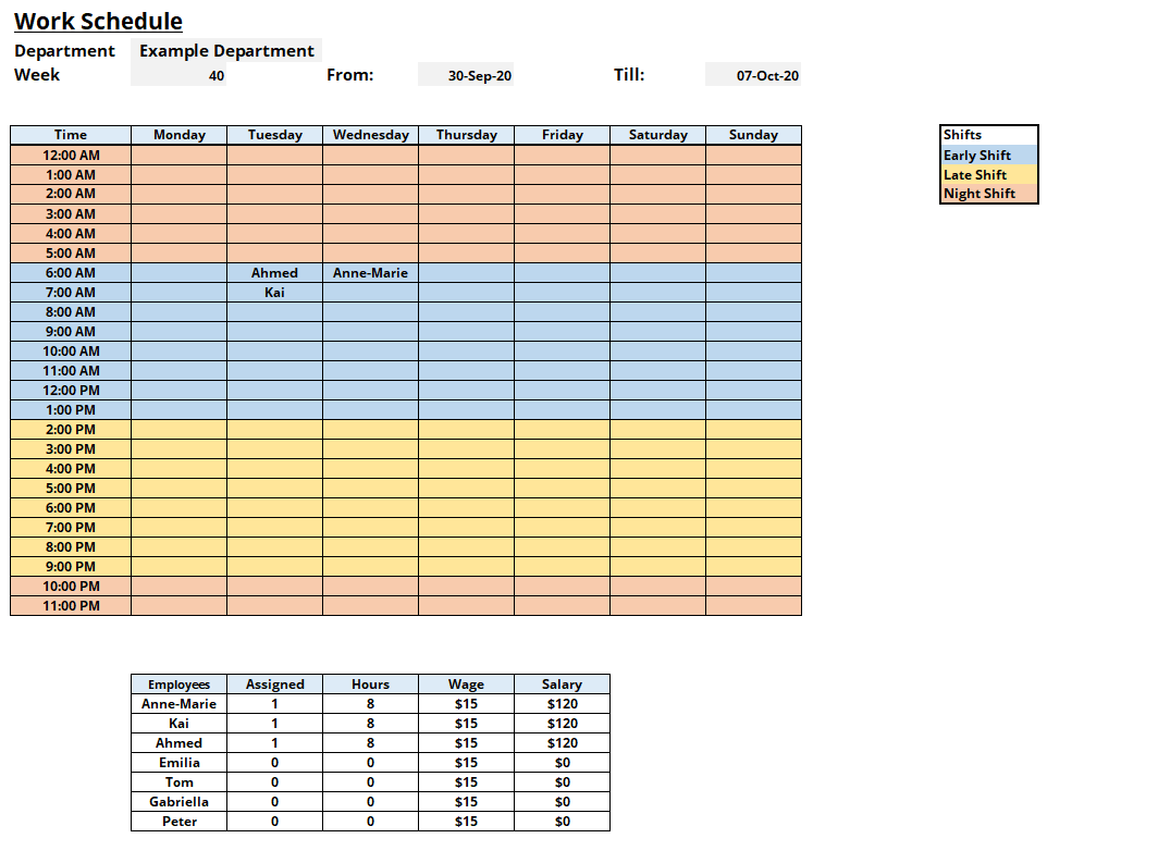 ms excel schedule template